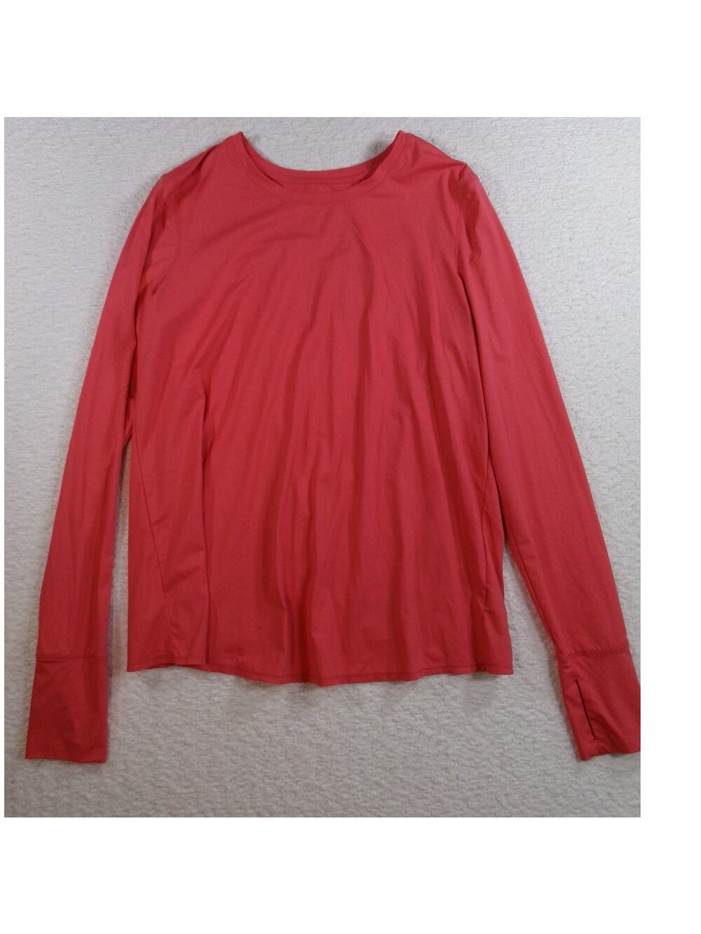 Athleta womens coral/orange womens long sleeve open back size med shirt